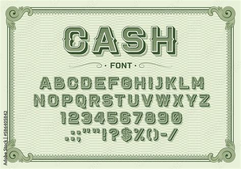 Money font, vintage type or typeface banknote alphabet, vector ...