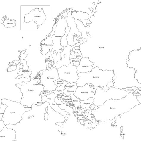 A Map Of Europe With Countries Labeled In Black And W - vrogue.co