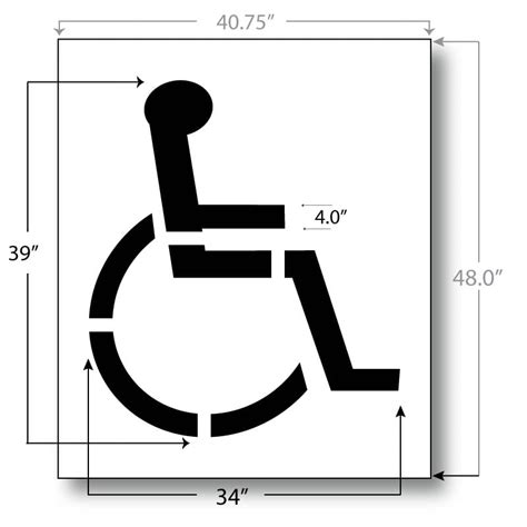 37"x 43" Parking Lot Stencil Handicapped Symbol Heavy Duty Black Vinyl ...