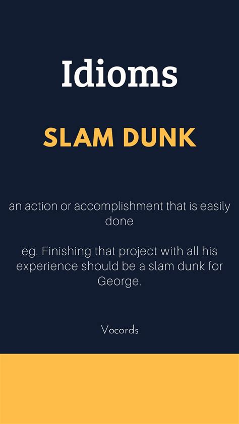 Slam Dunk | English Idiom | English words, English phrases idioms ...