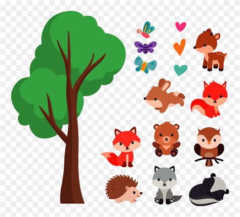 Cheerful Forest Animals Wild Animal Sticker - Cartoon Woodland Baby ...