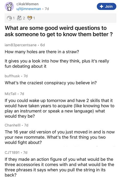 Good and Weird Questions to Ask