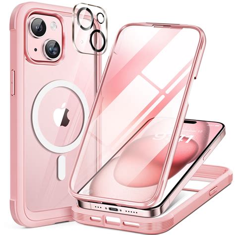 iPhone 15 - Pink : Cases Villa 360° Protection Case 9H Tempered Glass