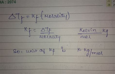 Unit of cryoscopic constant - Brainly.in