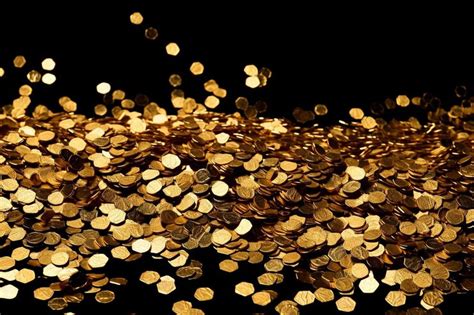 Premium Photo | Gold coins are scattered on a black background