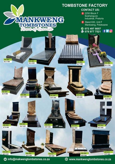 Tombstone Factory Catalogue | Mankweng Tombstones | 2023