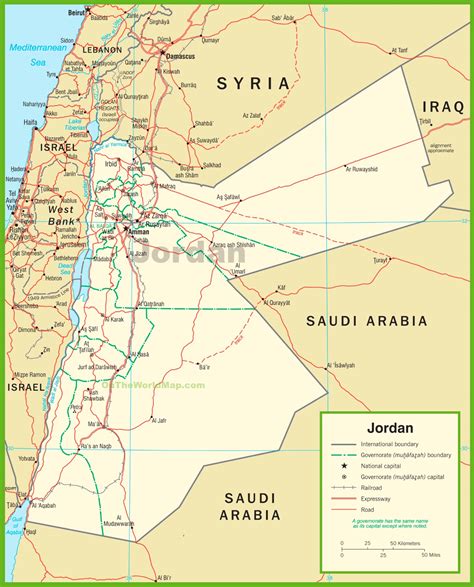 Jordan political map