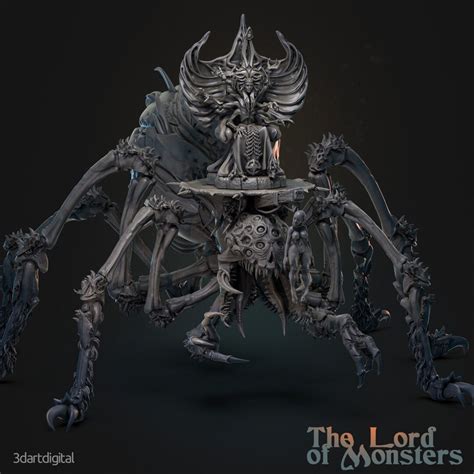 Spider Lord on Giant Spider Mount the Spider's Den Collection Preprimed 3D Printed Miniature ...