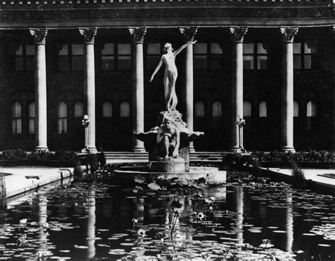 (ca. 1924)* - A closer view of the pool in front of the Venice High School. Actress Myrna Loy ...