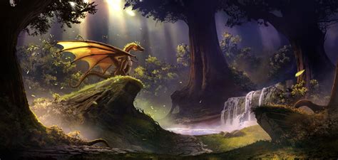 Dragon's Forest Haven - 4K Ultra HD Wallpaper by bmspire