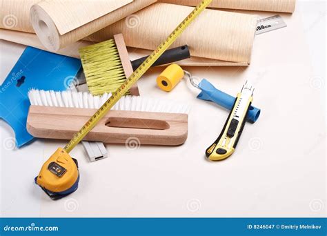 Wallpapering tools stock image. Image of equipment, brush - 8246047