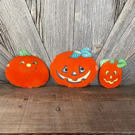 3 Vintage Halloween Die Cuts Pumpkin Paper Decorations Paper/cardboard ...