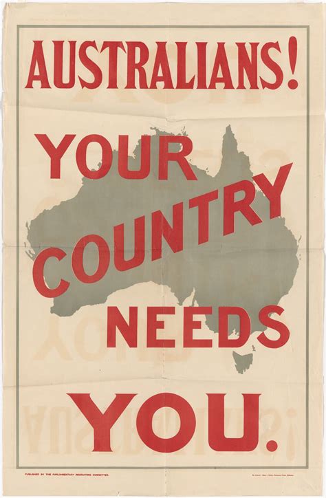 Poster - 'Australians! Your Country Needs You', World War I, circa 1914