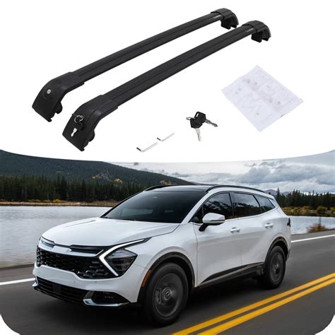 Buy SNIXWOO Lockable Cross Bar Fit for Kia Sportage 2023+ All Black Roof Racks Cargo Rooftop ...