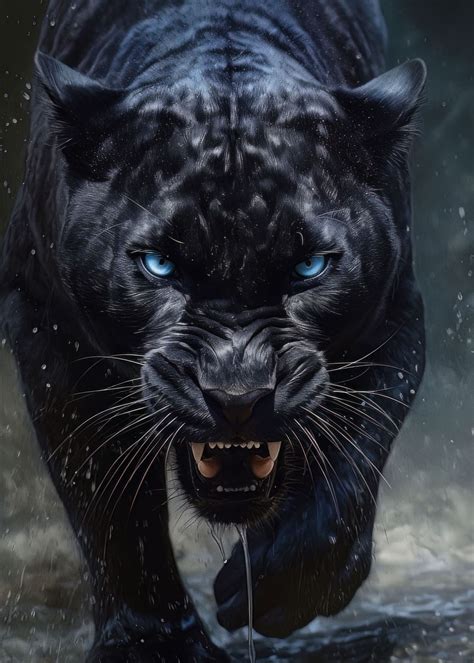 'black panther powerful eye' Poster, picture, metal print, paint by Adel S | Displate