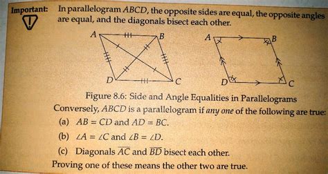 SOLVED: Important: In 'parallelogram ABCD,the opposite sides are equal ...