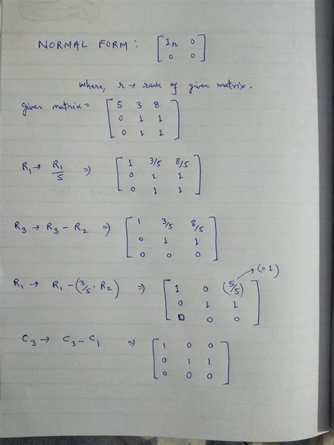 Reduce the matrix to normal form and hence find its rank.