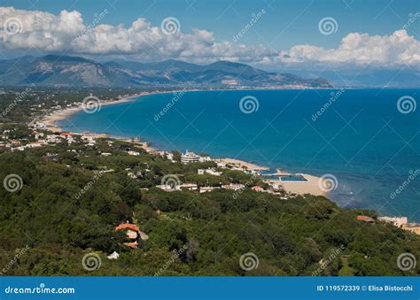 Panoramic View of Sea from San Felice Circeo in Lazio, Italy Stock Image - Image of beach ...