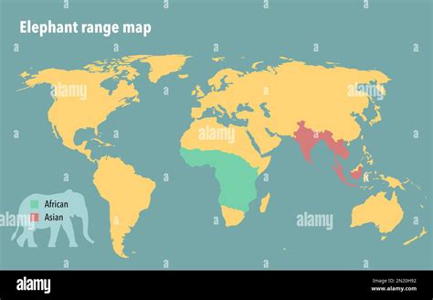 Modern range map of elephants in the world Stock Photo - Alamy