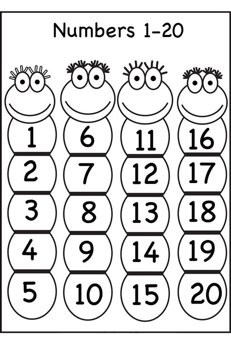 Free Printable Numbers 1 20 Worksheets - Printable Word Searches