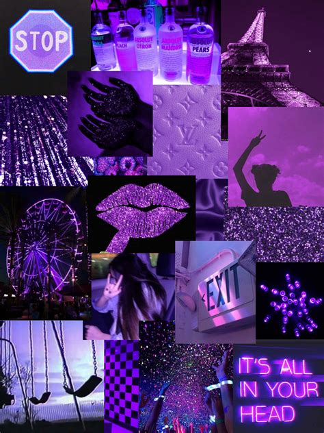 Download Purple Collage With Pictures Of People And A Stop Sign ...