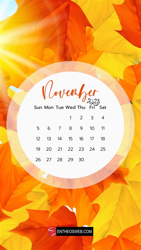 November 2023 Calendar Phone Wallpaper | EntheosWeb