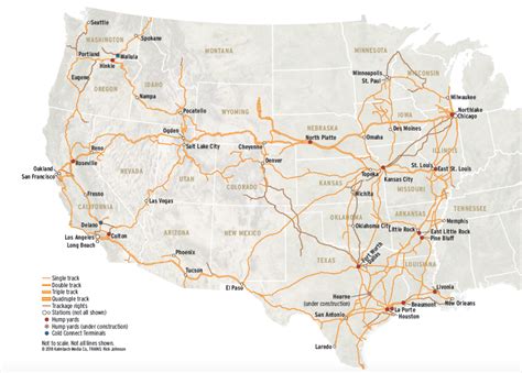 A map of the Union Pacific today — that includes the original route of the Transcontinental ...