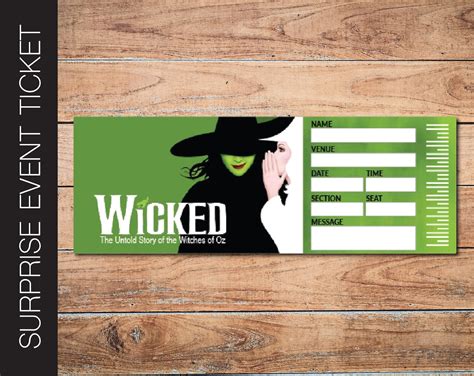 Printable WICKED Broadway Surprise Ticket. Editable Musical - Etsy Canada