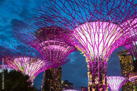 Gardens by the Bay and Marina Bay Sands Hotel Stock Photo | Adobe Stock