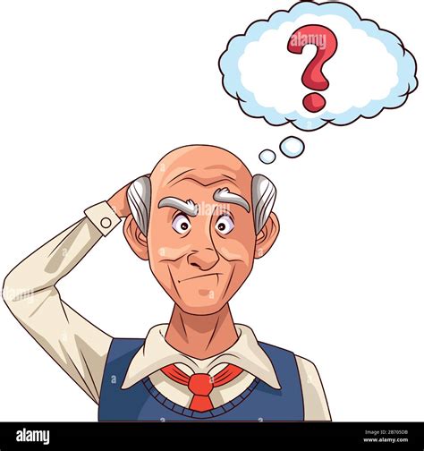 old grandfather with interrogation symbol in speech bubble Stock Vector Image & Art - Alamy