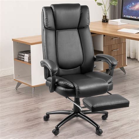 Office Chair Executive Reclining Ergonomic High Back Leather Footrest Armchair | eBay