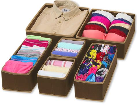 Buy FORKLS 6 Pack Foldable Drawer Organizer Dividers Cloth Storage Box Closet Dresser Organizer ...
