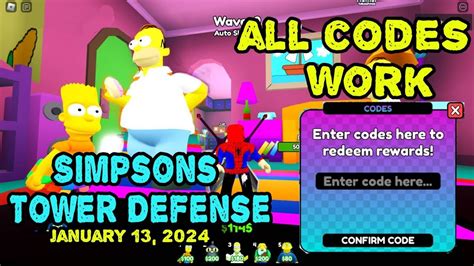 *All Codes Work* Simpsons Tower Defense Roblox, January 13, 2024 | I ...