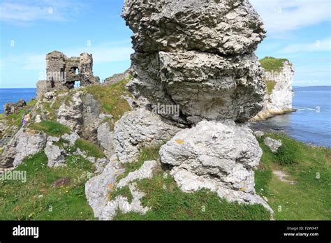 Ruins of Kinbane Castle near Ballycastle, Northern Ireland Stock Photo ...