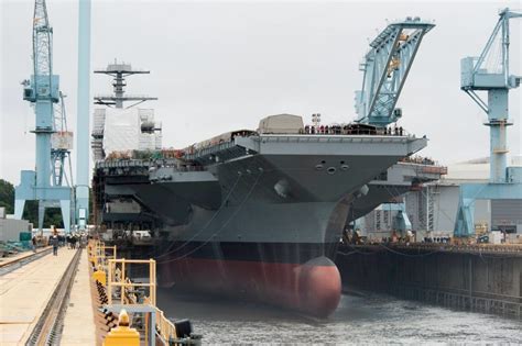 Ship Photos of The Day - Gerald R. Ford Aircraft Carrier Dry Dock Flooded