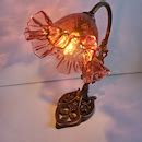 Art Nouveau French Desk Lamp with Original Cranberry Glass Shade Vintage Lamps and Lighting ...