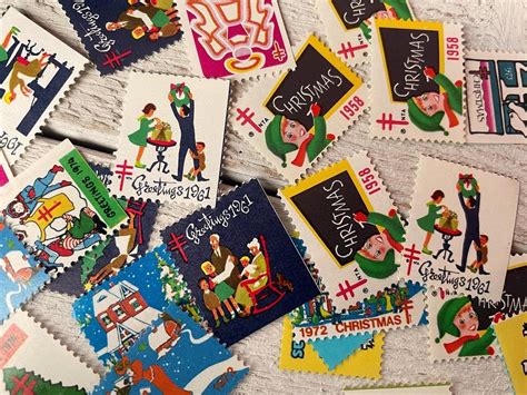 Vintage Christmas Seals, Gummed Letter Seal Labels, Mailing Seals, Xmas ...