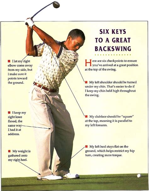 a man swinging a golf club with instructions on how to swing it and ...