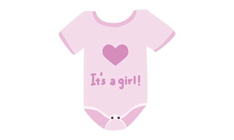 Pink baby girl onesie clipart. Simple cute baby onesie with It's a girl design flat vector ...