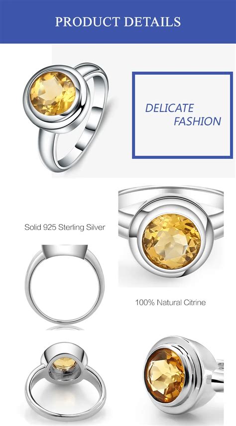 Birthstone Round Natural Citrine Ring | Muduh Collection