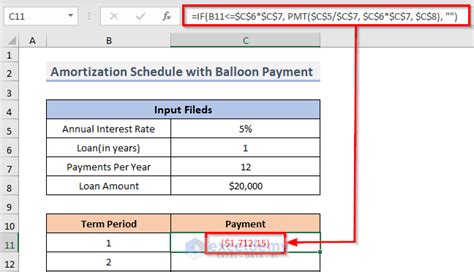 Amortization Schedule with Balloon Payment and Extra Payments in Excel