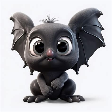 Premium Photo | A cartoon bat with big eyes and big eyes sits on a white background.