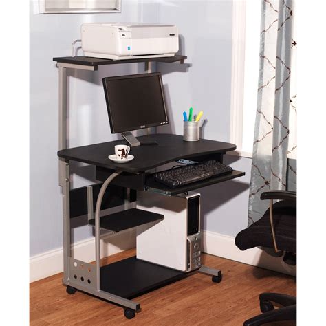 Small Compact Mobile Portable Computer Tower with Shelf Desk with Wheels in 2019 | computer ...