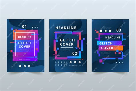 Free Vector | Glitch cover set graphic design