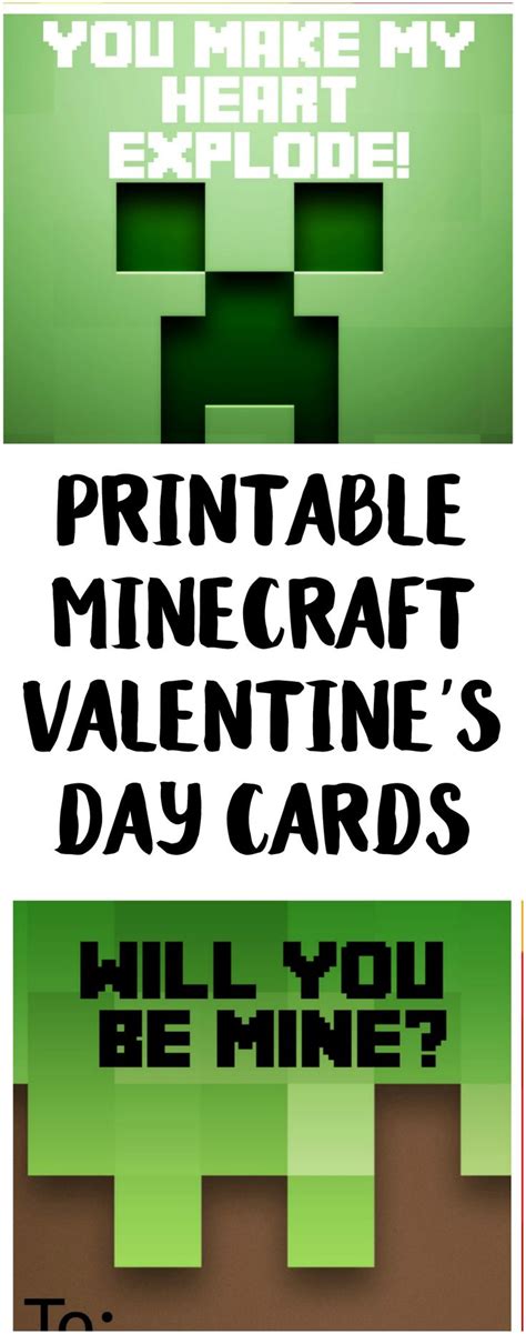 Free Printable Minecraft Valentines - Printable Word Searches