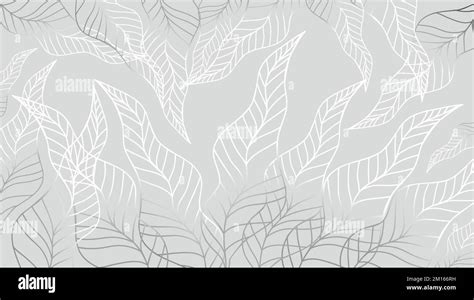 Fondo plateado y blanco de lujo con plantas. Contorno de la hoja. Arte mínimo Arte vectorial ...