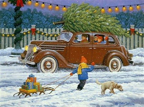 Old-fashioned Christmas🎄 | Christmas scenes, Retro christmas, Christmas car