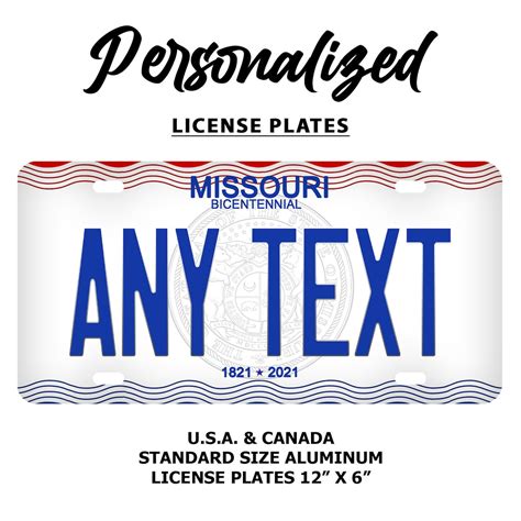 Custom Missouri License Plate Personalized Name All 50 - Etsy