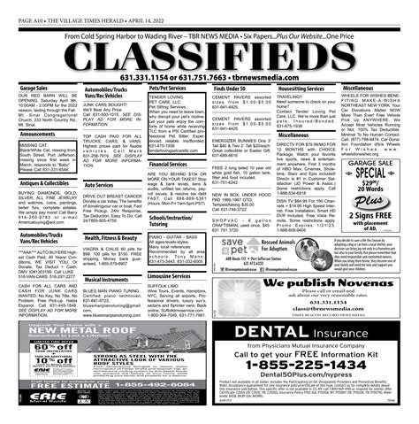 Classifieds - April 14, 2022 by TBR News Media - Issuu