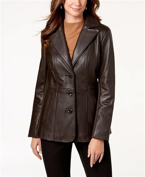 Jones New York V-Stitched Leather Jacket - Macy's